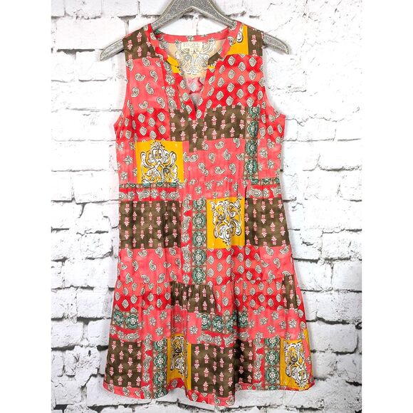 ESCAPE by HABITAT Regatta Rayon Paisley Patch Dress Packable Boho Cottage Small - Picture 3 of 8